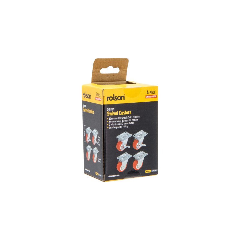 Rolson 4pc 50mm Swivel Castor Wheels