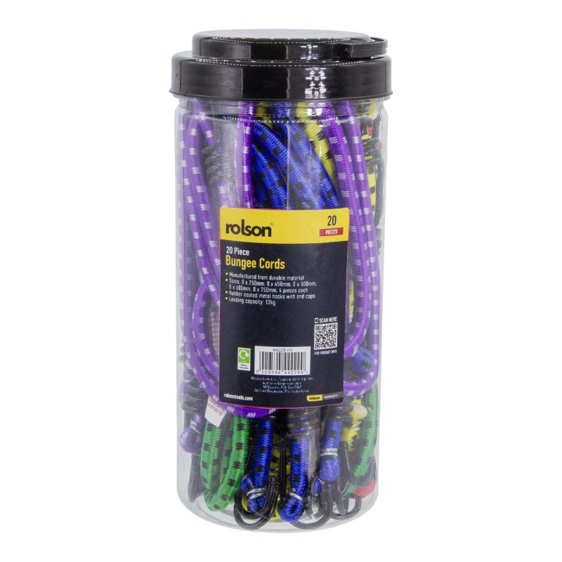 Rolson 20pc Bungee Cords in Storage Jar