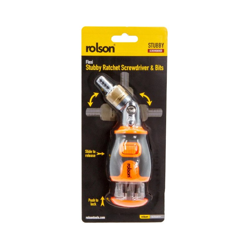 Rolson Flexi Stubby Ratchet Screwdriver  & Bit Set