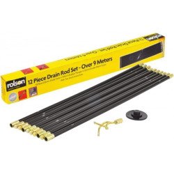 Rolson 12pc Drain Rod Set 60967 - External Drain & Sewer Cleaning Rods Drainage Sticks