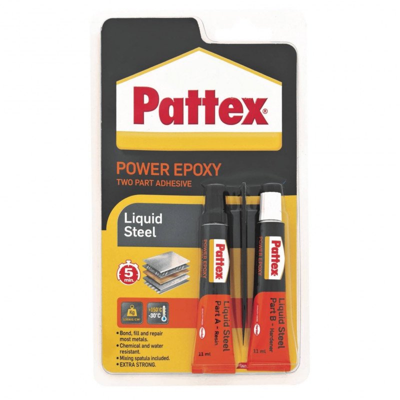 Pattex Power Epoxy Two Part Adhesive Liquid Steel 11ml X 2 